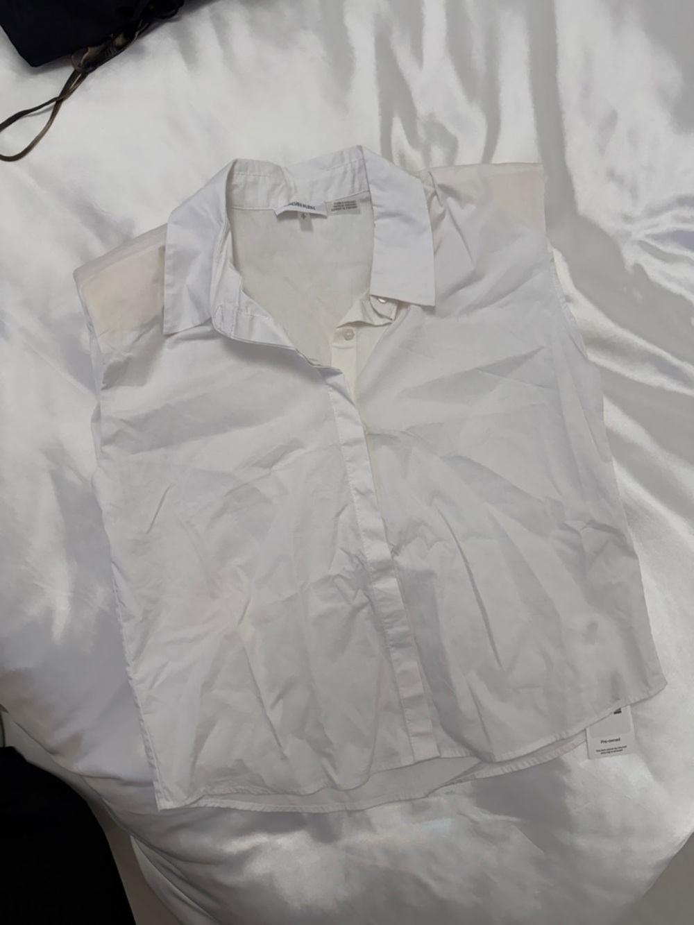 Calvin Klein White Sleeveless Button-Front Blouse